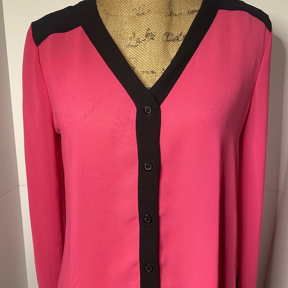 Black and pink sheer blouse